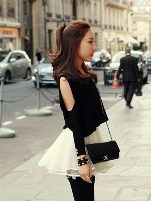 Sweater with skirt bottom top