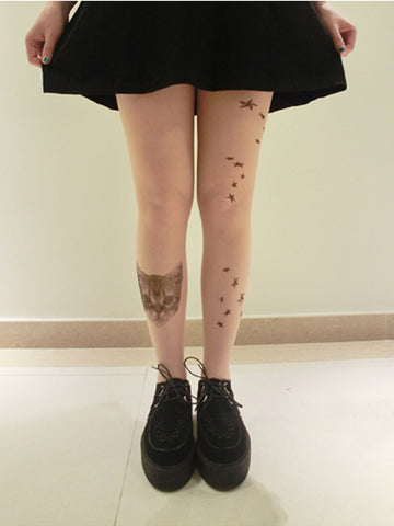 star cat tattoo tights
