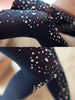 Spring collection - rhinestone studded winter tights in navy blue