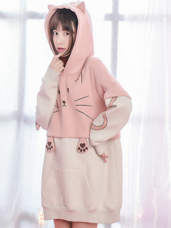 Pink deals cat hoodie