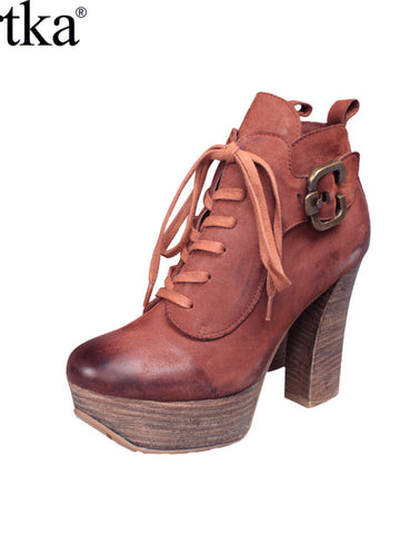 vintage leather lace up bootie