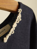 grey color block linen pullover