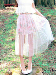 vintage garden sheer double-layered skirt