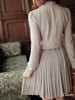 lavender pleated chiffon bow dress