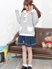 navy collar plush sweatshirt