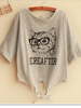 hand-drawn cat tie front top