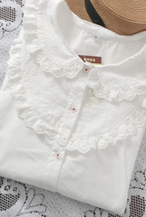 tiered lace doll collar shirt