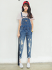 contemporary ripped denim overalls