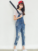 contemporary ripped denim overalls