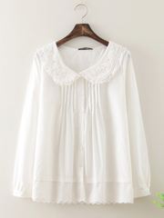lace crochet long-sleeve cotton shirt
