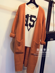 open front thick knitted cardigan