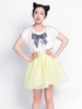 button chiffon puff skirt