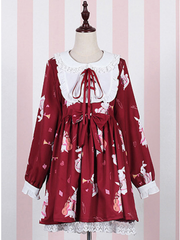 festive rabbits doll collar dress