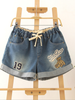 vintage elastic waist denim shorts
