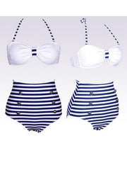 striped knot bikini set