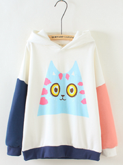 cartoon cat contrast colors hoodie