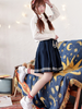 navy striped bow skirt