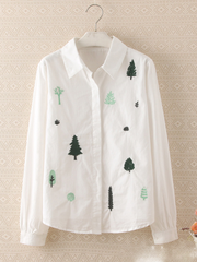 trail of tree embroidered shirt