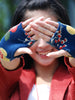 retro style tri-color wool gloves
