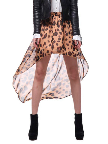 leopard print sheer asymmetrical skirt