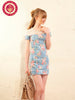 mesh lace denim dress