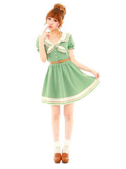 sailor dress in sage