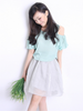 button chiffon puff skirt
