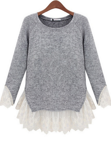 lace patch knitted top
