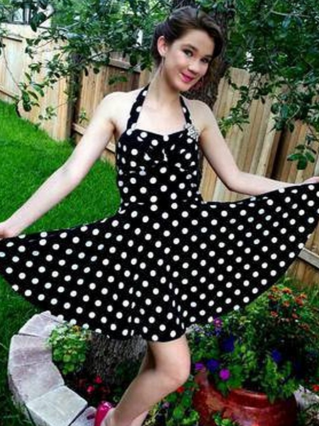 50s polka dots halter dress