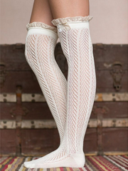 lace patterned knee socks