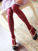 Spring collection - rhinestone studded winter tights in wine red