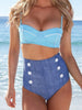 button denim bikini set
