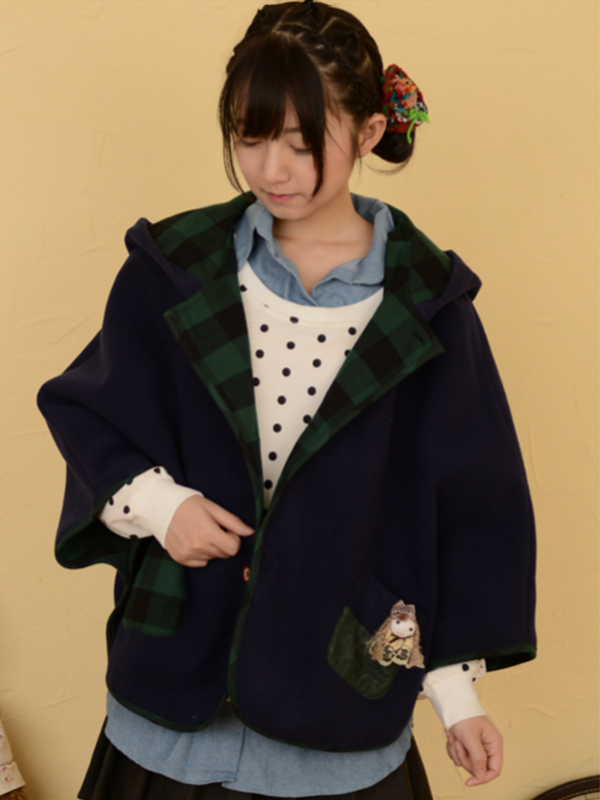 Mori Girls, Cape With Hood, Batwing Sleeves