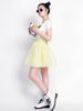 button chiffon puff skirt