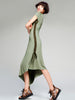 side drawstring asymmetric maxi dress