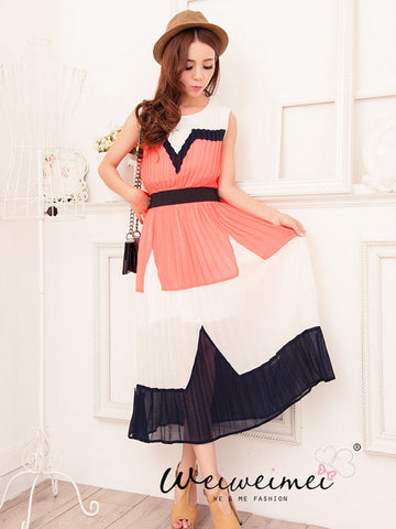 pleated neon colored long dress