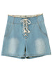 lace it up denim shorts