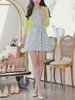 vintage floral print denim dress