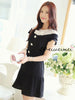 rose button bow dress