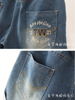 vintage elastic waist denim shorts