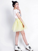 button chiffon puff skirt