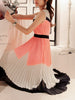 pleated neon colored long dress