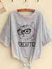 hand-drawn cat tie front top