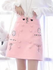 rabbit pattern A-line skirt