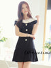 rose button bow dress