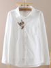 cat embroidery button up shirt