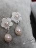 spring flower stud pearl earrings