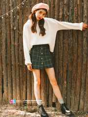 wool buttoned skirt