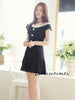 rose button bow dress