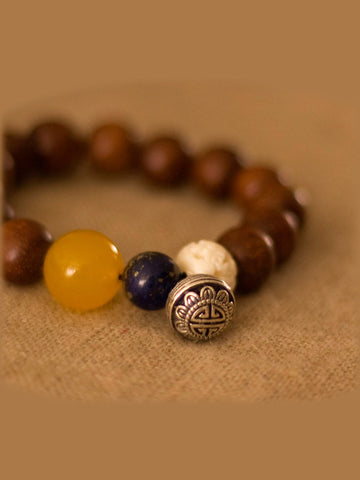 Topaz wood bead bracelet